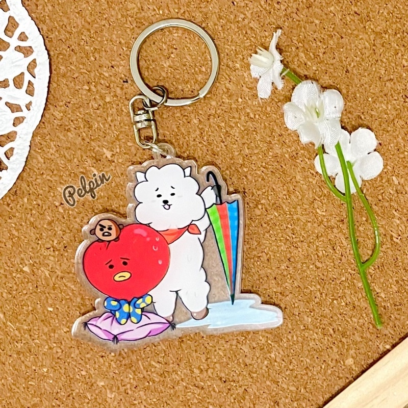 gantungan kunci bt21 bts kpop bening 2 sisi 6cm acrylic chimmy tata rj mang cooky shooky koya van