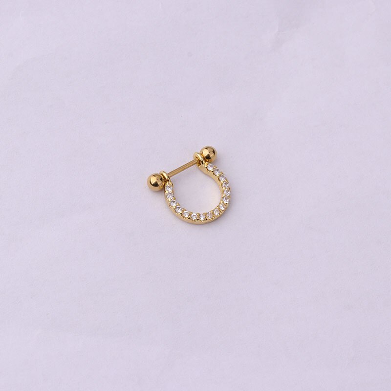 1 Pc Anting Tindik Tulang Rawan Perut Bahan Stainless Steel Warna Emas Untuk Wanita