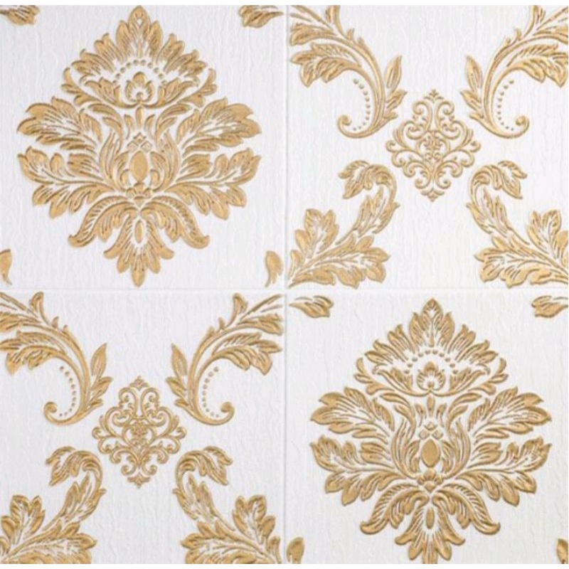 Wallpaper Foam Alumunium 3D 70x70cm Motif Batik / Wallpaper Sultan 70x70cm-Sultan putih