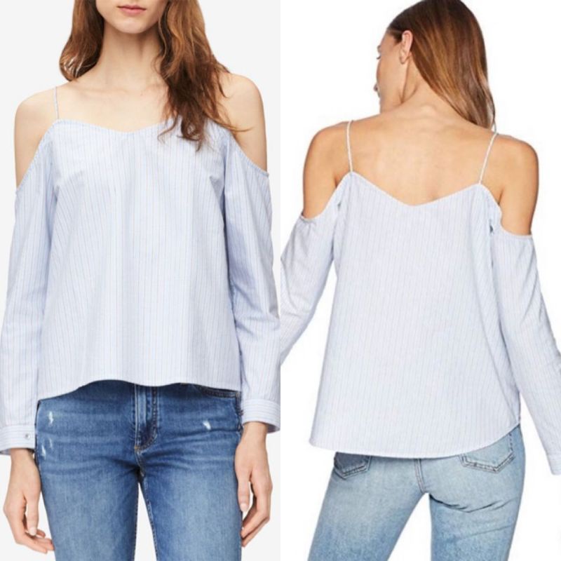 Ck cotton cold shoulder striped top