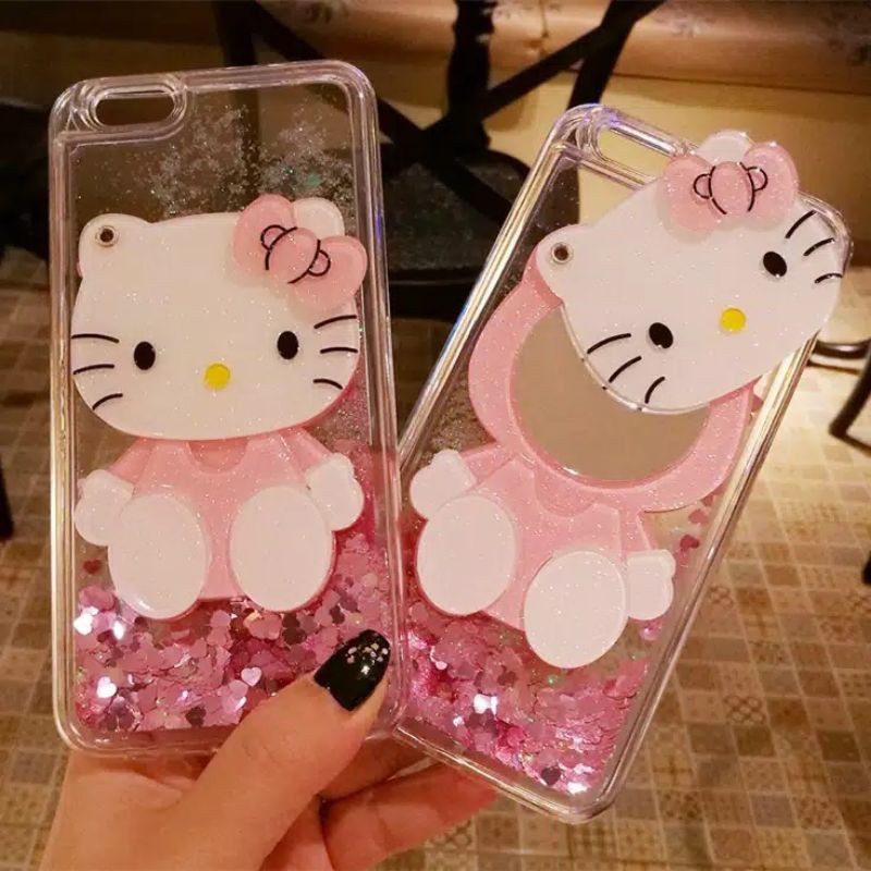 case kesing hellokitty glitter cermin oppo a92/a72/a52 oppo a1k a3s realme c2