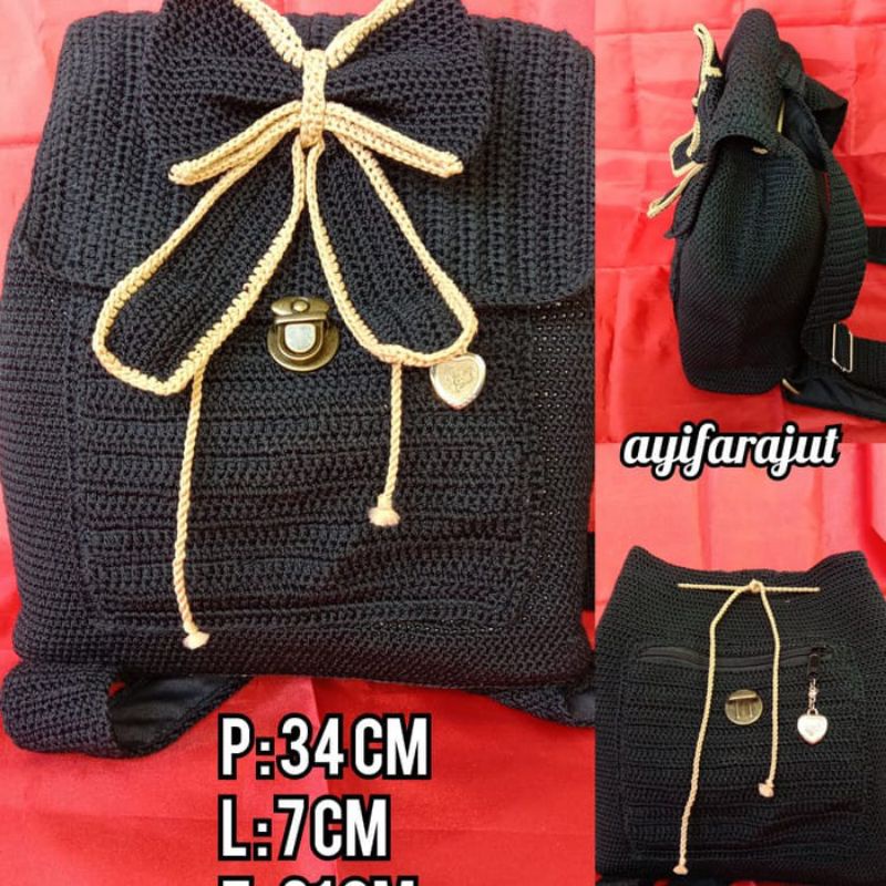 ransel rajut / tas ransel wanita / backpack / tas rajut serut
