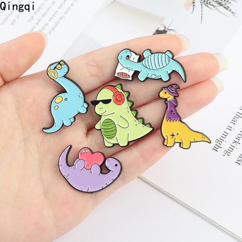 Bros Pin Enamel Desain Kartun Dinosaurus Untuk Anak