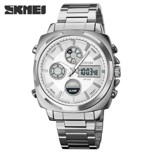 Jam Tangan Pria SKMEI 1673 Stainless Steel Analog Digital SKMEI Original