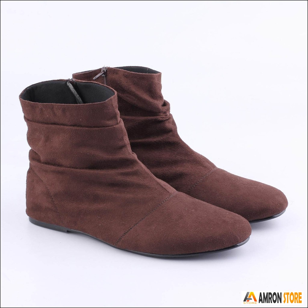 Sepatu Boots Kasual Wanita Korea Coklat