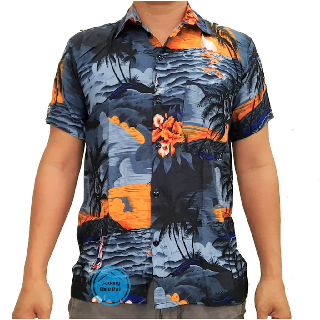 Kemeja Pantai / Kemeja Hawai / Kemeja Bali (Bahamas) M-XXXL-Abu