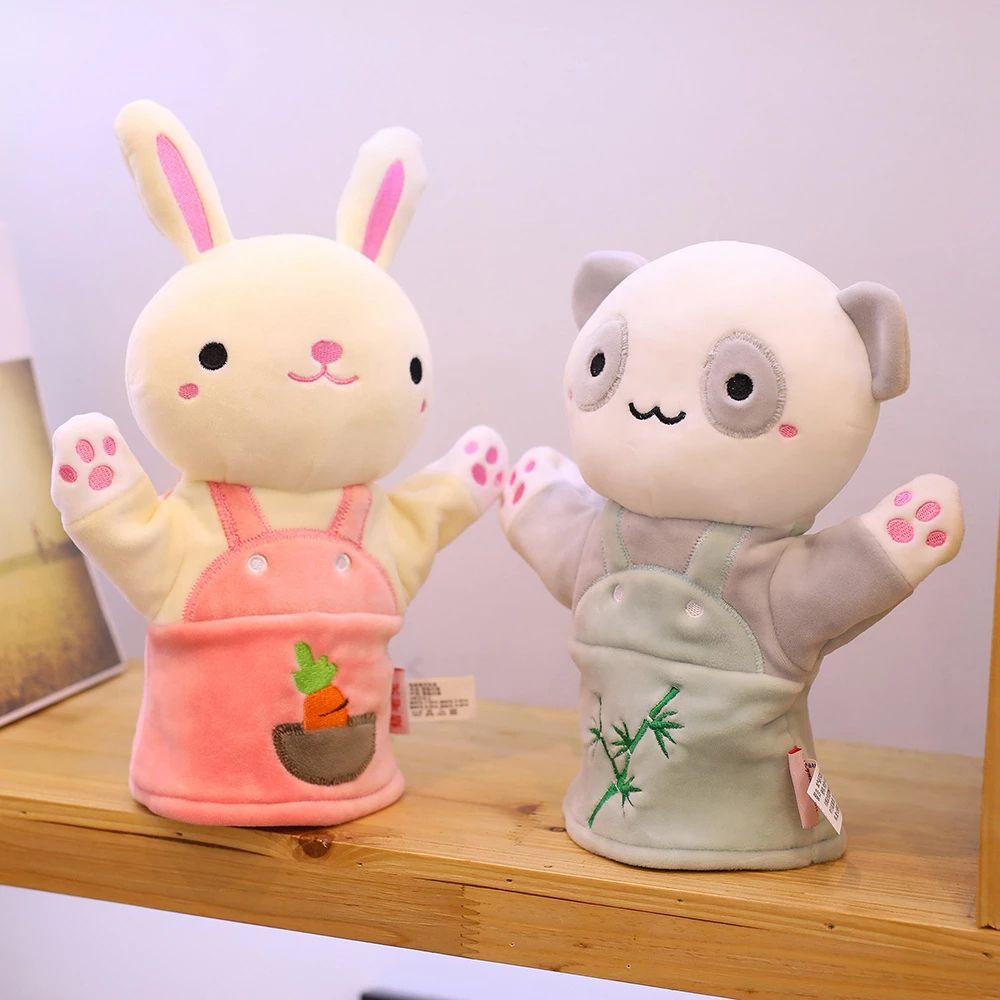 REBUY Rebuy Hand Puppet Cute Rabbit Soft Puppet Show Elephant Mainan Anak Kartun Hewan Mainan Edukasi Boneka Mainan