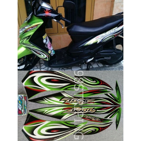 STRIPING MIO SOUL HIJAU TAHUN 2008 STIKER LIS STANDAR ORI YAMAHA
