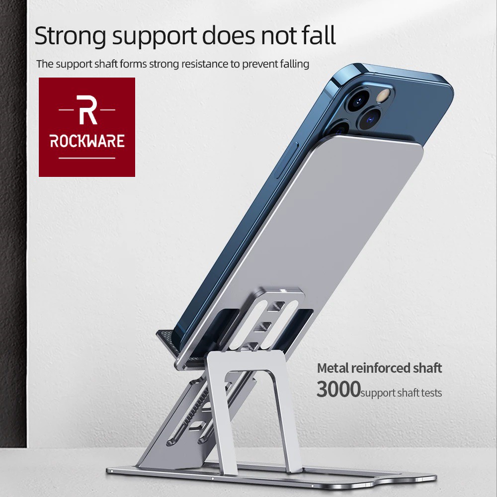 Slim Folding Metal Desktop Stand for Mobile Phones and Tablets - Stand Holder Handphone &amp; Tablet