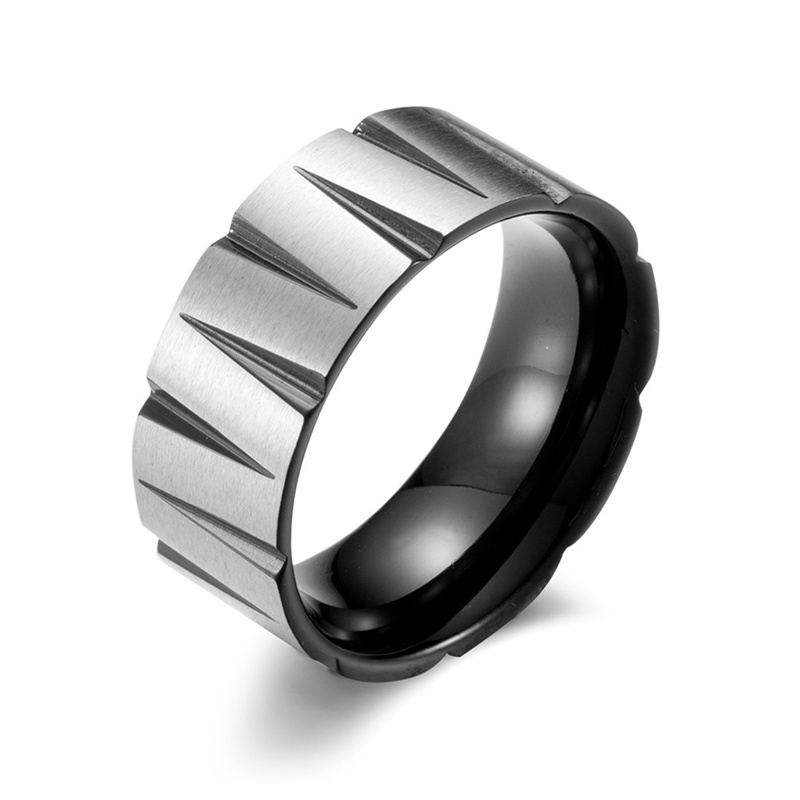 Cincin Bahan Titanium Steel Bentuk Persegi Panjang Geometris Warna-Warni Untuk Pria