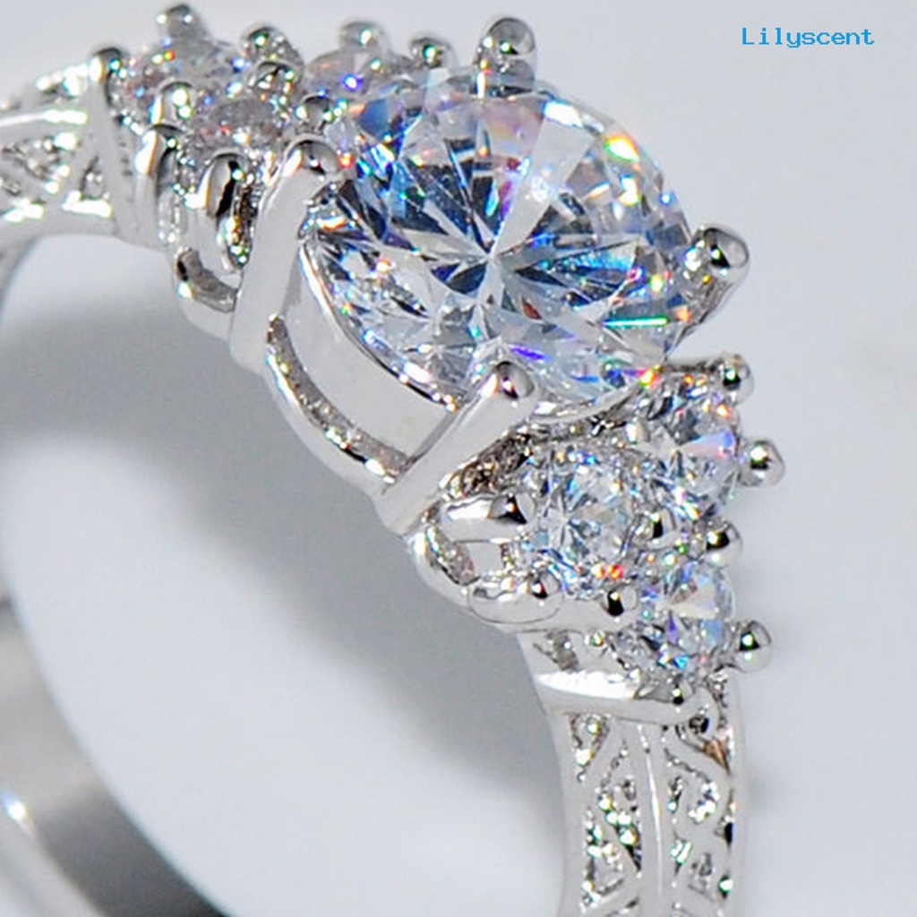 Ls Cincin Wanita Hias Cubic Zirconia Gaya Mewah Untuk Pertunangan / Pernikahan / Pesta / Hadiah