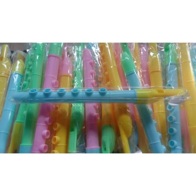 Jual mainan anak edukasi seruling warna warni plastik / suling tiup plastik warna warna warni murah