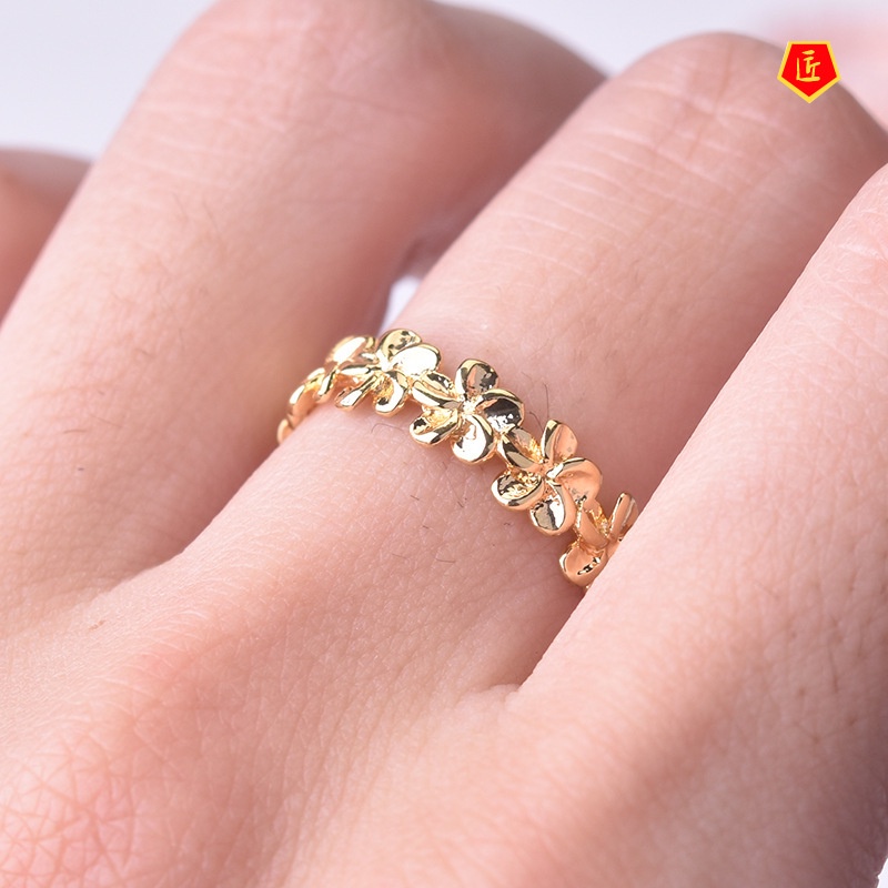 [Ready Stock]Fashion Simple Flower Ring Silver 18K Gold