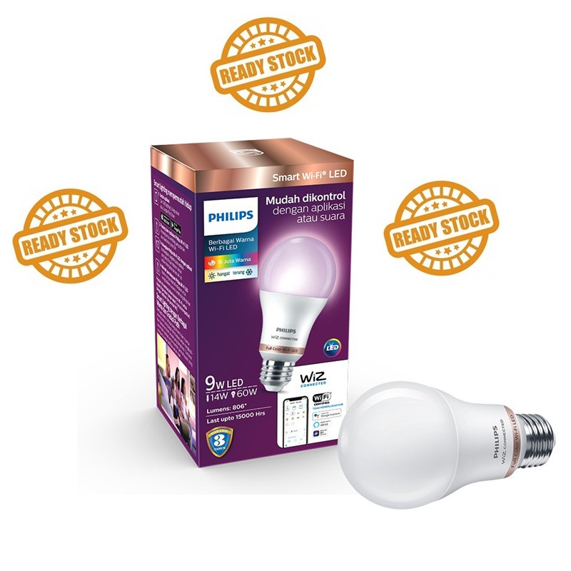 Lampu Philips Smart Wifi LED 9 Watt Color - Wi-Fi Colour RGB 9Watt - Warna Warni Original Bergaransi