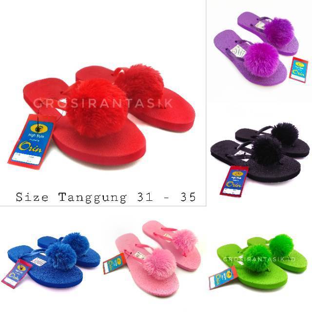  Sandal  Flat ORIN PomPom  Remaja Tanggung 31 35 Sandal  