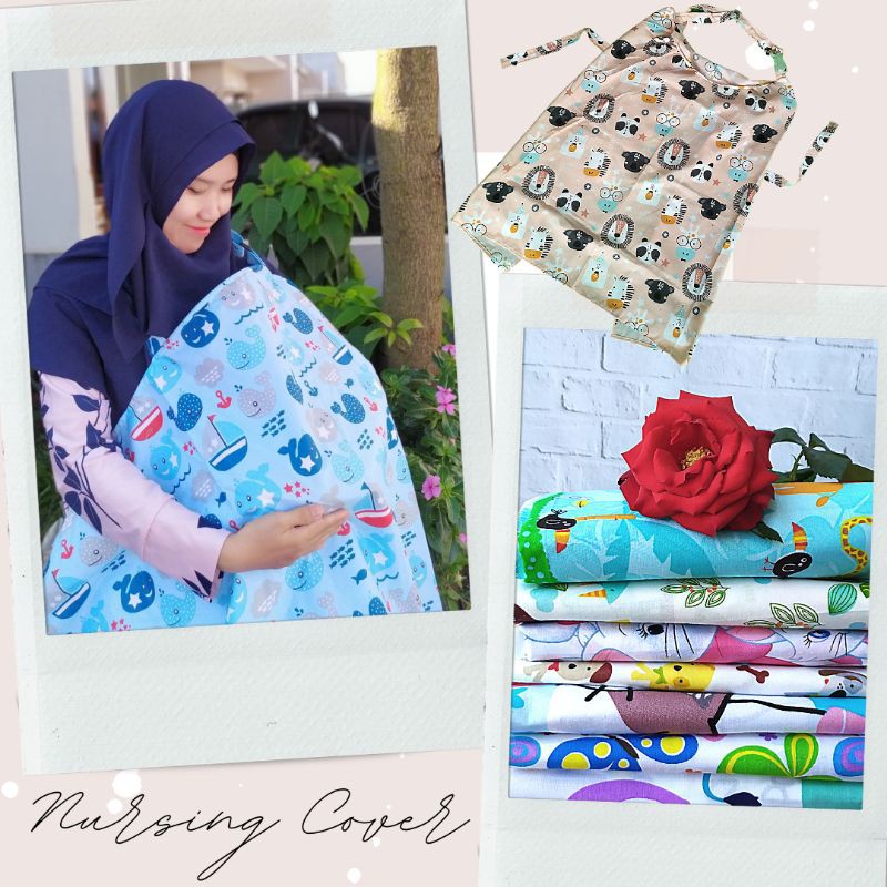 Nursing Apron Menyusui Celemek Tutupan Breast Feeding Nursing Cover Karakter Lebar Tali Belakang