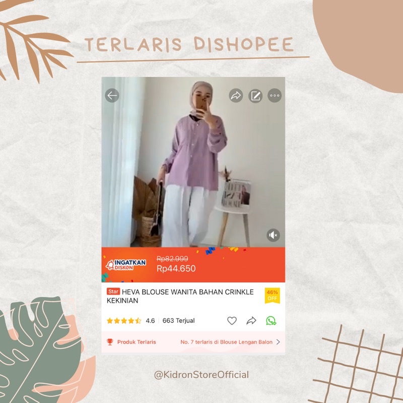 HEVA BLOUSE WANITA BAHAN CRINKLE KEKINIAN-4