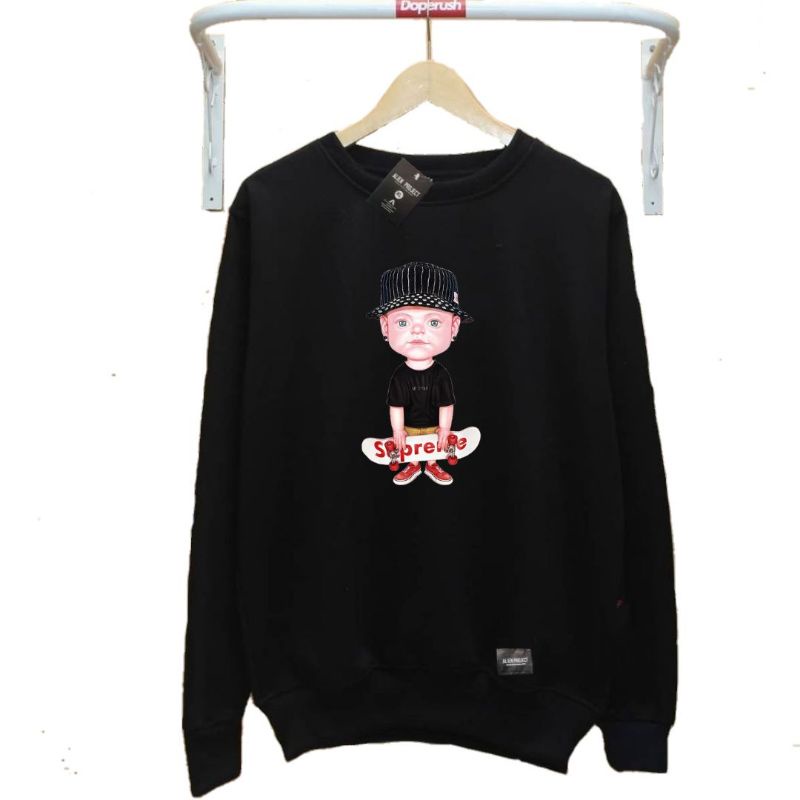 alien project money talk black sweater crewneck original pria free sticker bisa cod