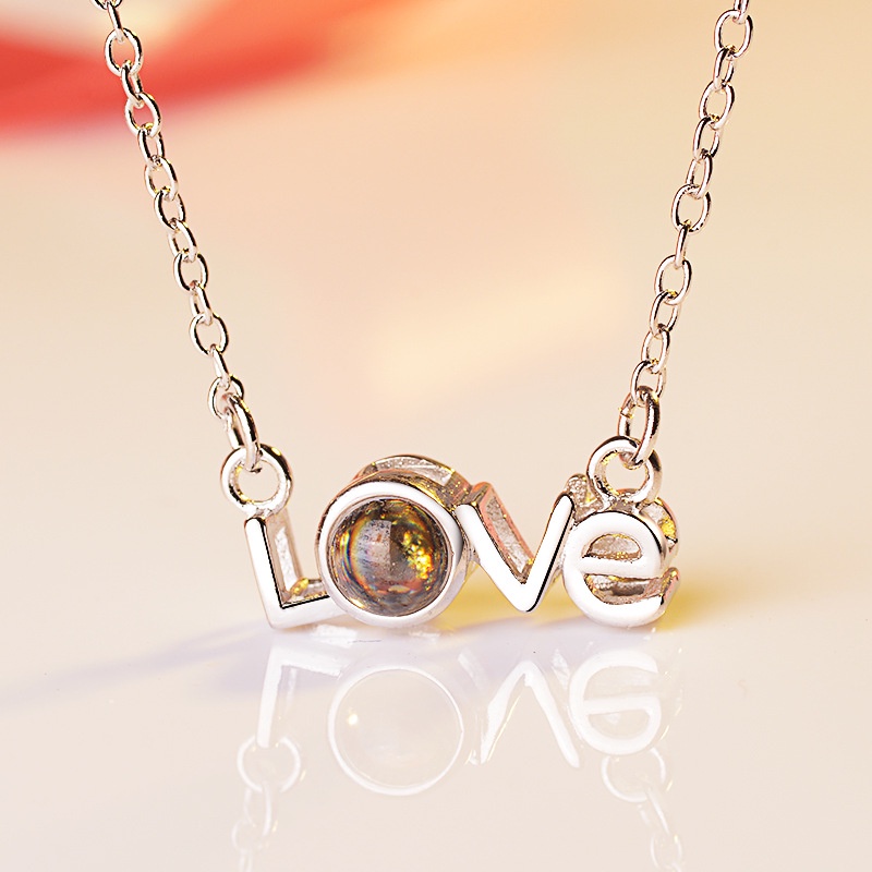 [Ready Stock]Stylish and Simple Personality Plated 925 Silver Love Necklace