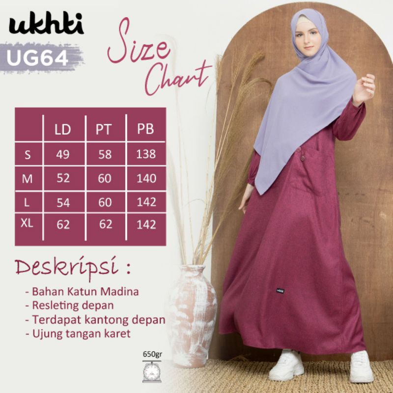UKHTI UG64 Gamis Ukhti Terbaru 2021 Baju Gamis Muslimah Syari Dress Syari Busui Gamis Simple Polos U