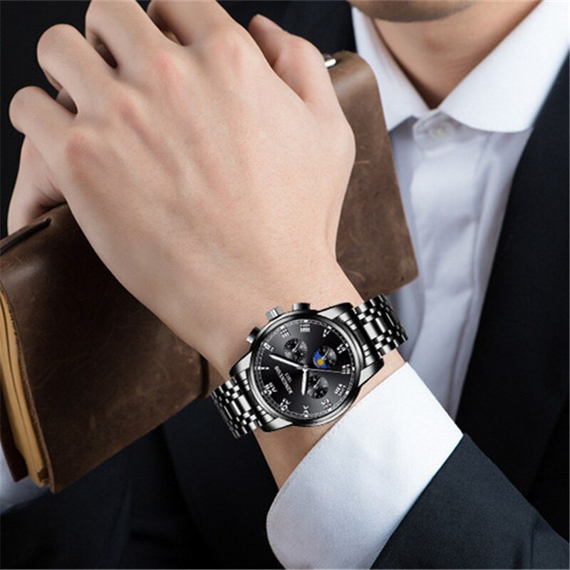 【READY】COD Jam Tangan Pria Anti Air Kingnuos Keren Luxury Bisnis Quartz Watch Kasual Original