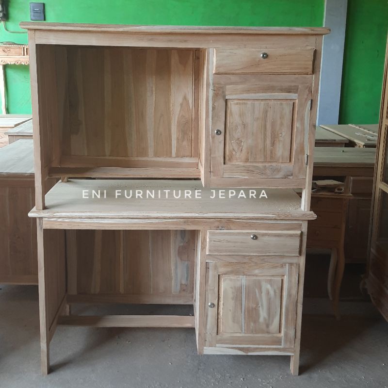 Meja Kantor Jati Murah - Meja Kantor Simpel Murah - Meja Kantor Jati Asli - Meja Kantor Setengah Bir