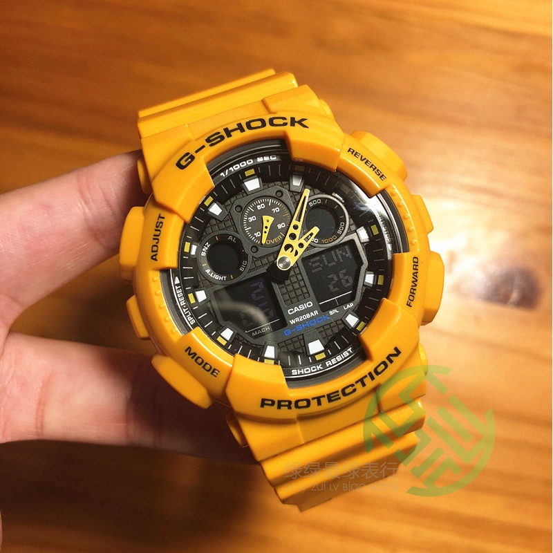 CASI0 jam tangan pria gshock racing bumblebee yellow quartz jam tangan olahraga outdoor GA-100A-9A waterproof Jam Tangan