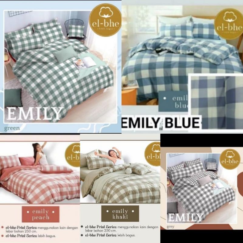 ANTI GESER| BEDCOVER SET MOTIF KOTAK EMILY KHAKI GREY PEACH KATUN LOKAL BISA CUSTOME SEMUA UKURAN