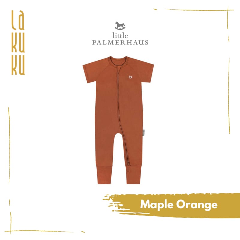 Lakuku - Little Palmerhaus Sleep and playsuit Setelan Piyama Baju Tidur Anak Bayi Sleepsuit zipper Lengan pendek Celana Panjang-Maple orange