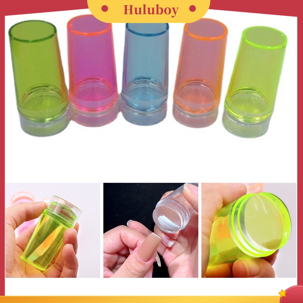 Huluboy Huluboy♡ Alat Stamper Pengikis Kuku Kepala Tunggal Bahan Silikon Transparan Fluorescent Non-Deformed Untuk Manicure