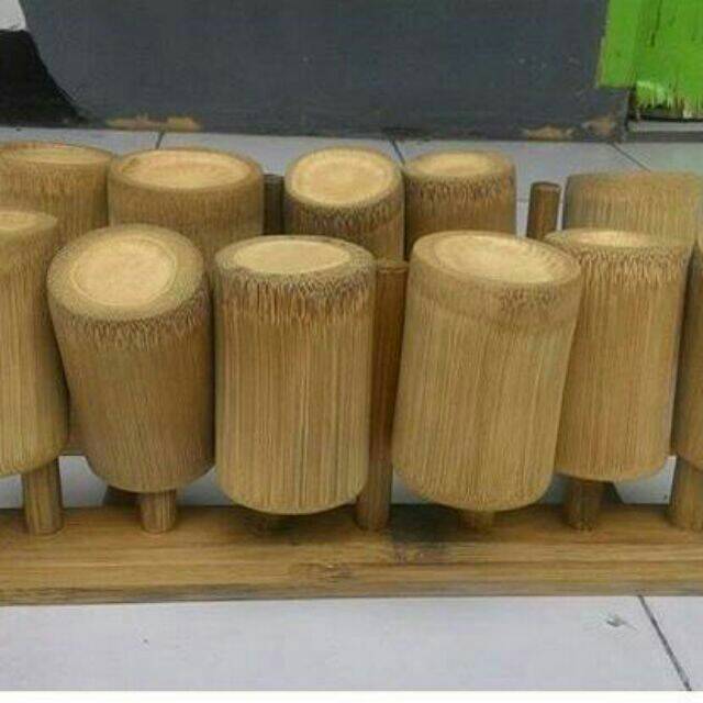  Gelas  bambu  natural Shopee Indonesia