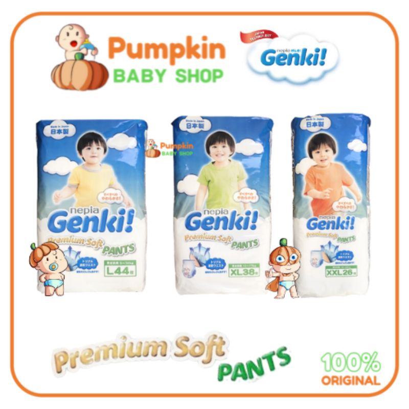 Nepia Genki Premium PANTS -M58 / L44 / XL38 / XXL26