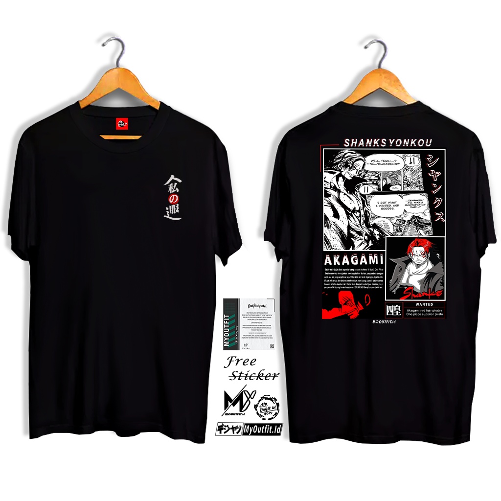 My Outfit.Id Kaos One Piece Series Akagami Shanks Yonkou Red Hair Original Clothing Baju T shirt Ani