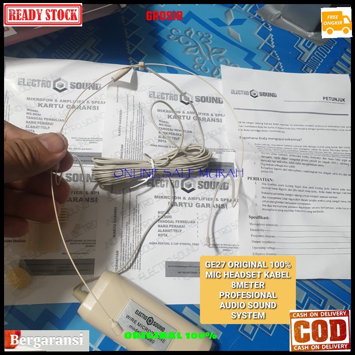 G27 HF mic headset lidi kabel 8meter tie clip on bando original 100% imam ceramah pidato Microphone mik kabel panjang mikropon cable Condenser peka sensitif Electret mikrofon vokal vocal audio sound sistem suara PROFESIONAL UNIVERSAL SERBA GUNA G27   Bisa