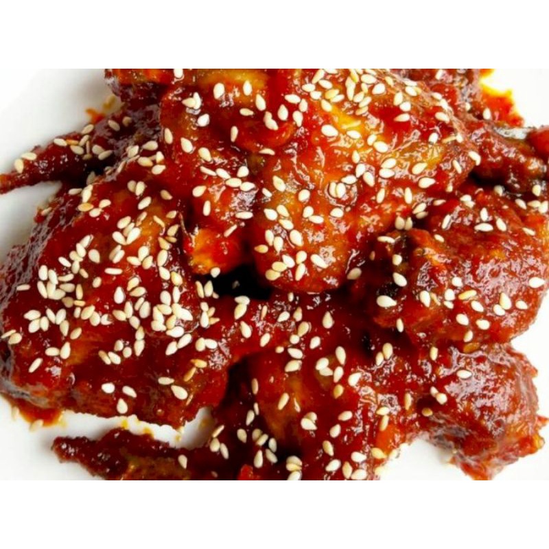 

sayap ayam dengan saus gochujang