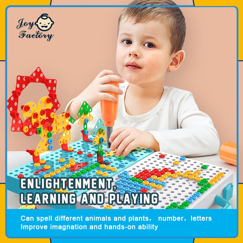 Puzzle Kreatif 3D Sekrup Mainan Anak-anak Bor Set Sekrup Anak-anak Kotak Alat Mainan DIY Perakitan Jigsaw Blok Bangunan.