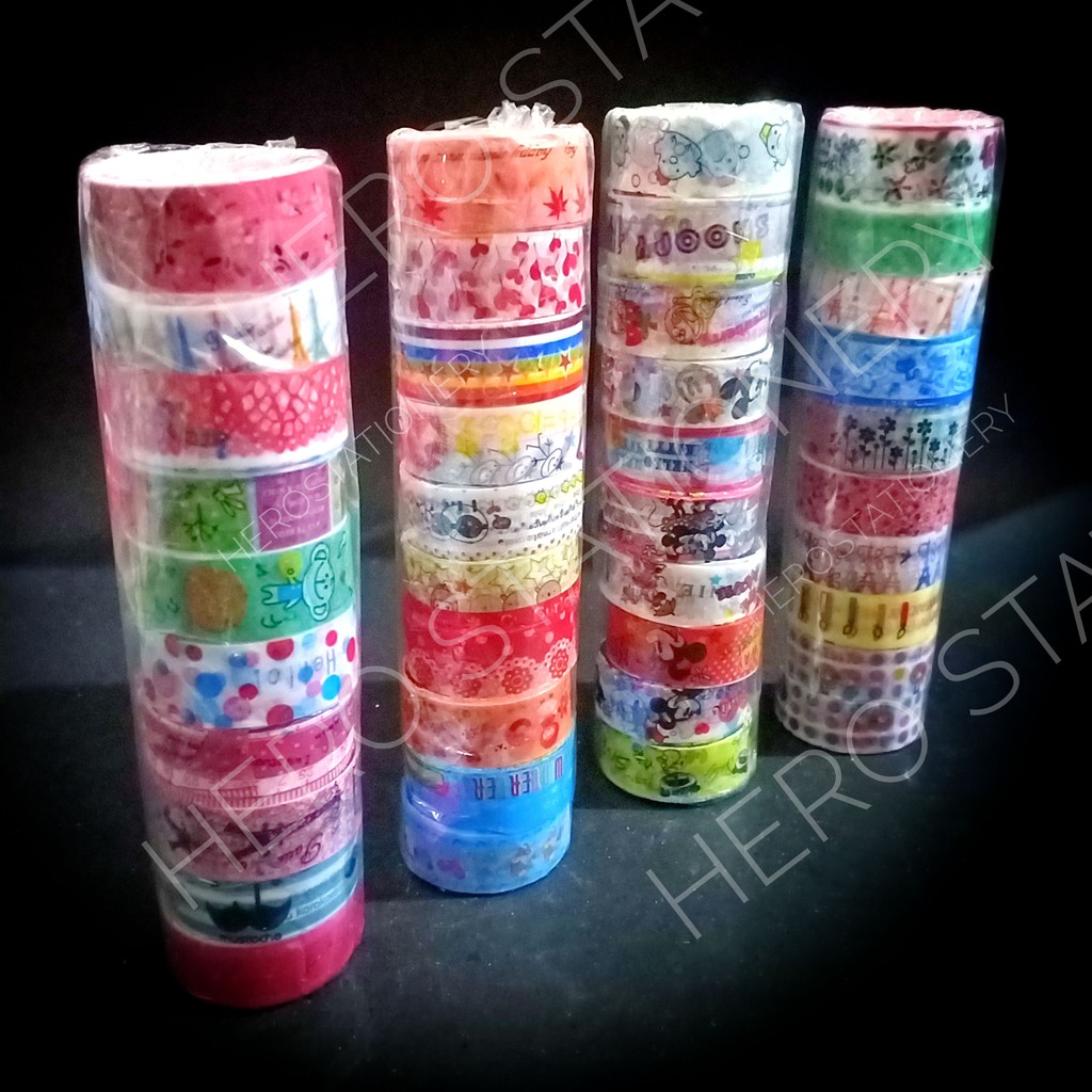 

Selotip solatip isolasi plester motif fancy 1/2 inch . 12 roll