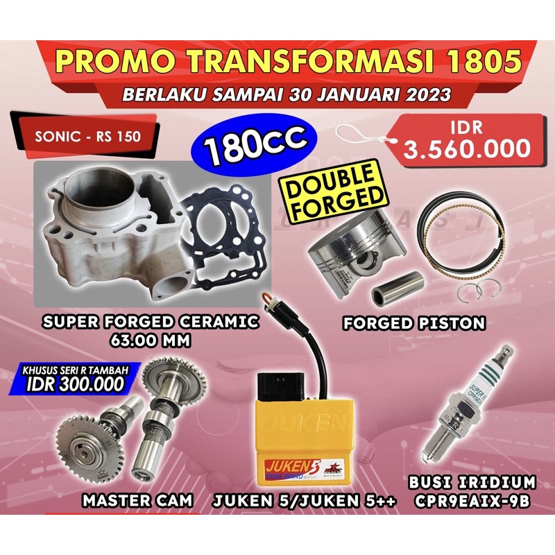 PAKET BORE UP SONIC CBR 150 SUPRA GTR KODE MESIN K56