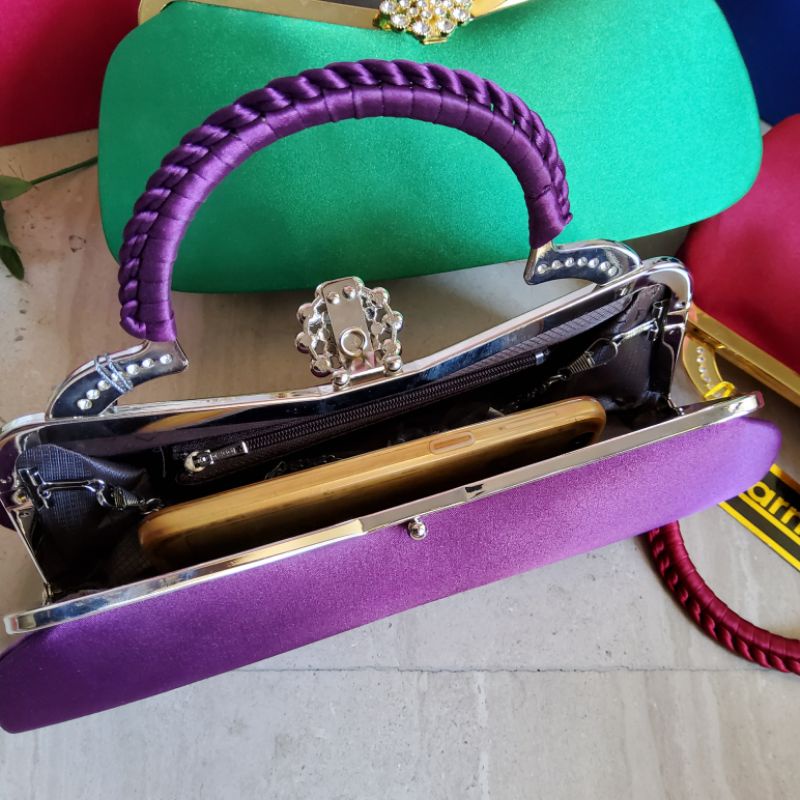 FARNELL - Clutch Pesta Farnell Cantik Warna Warni Bahan Satin Bisa Jinjing Slempang 2345/2467/2928/2468