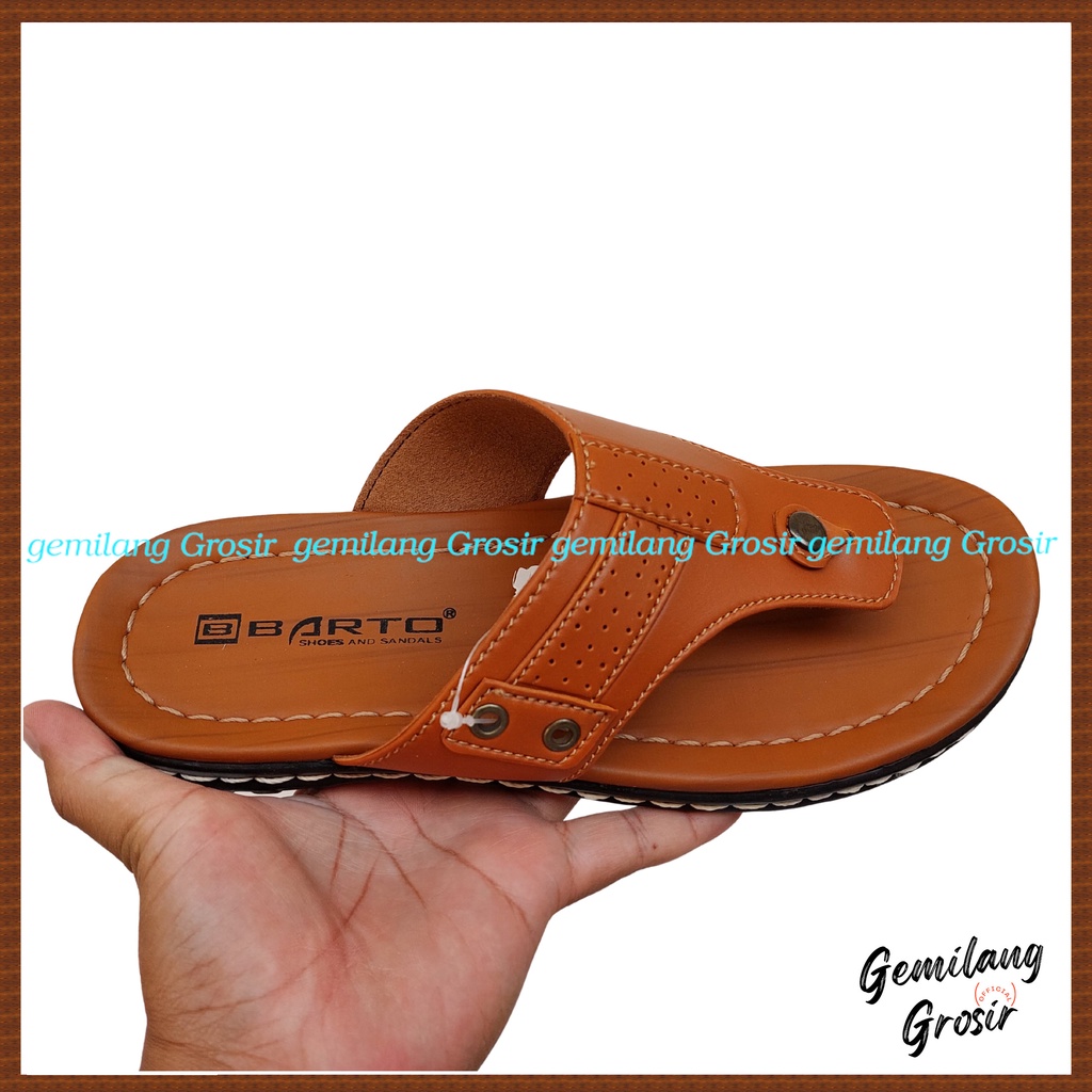 Sendal Pria Jepit Casual Size 39 - 43 COKLAT Trendy - Sandal Laki Laki Dewasa Cocok Semi Formal BARTO - Sandal Laki Laki