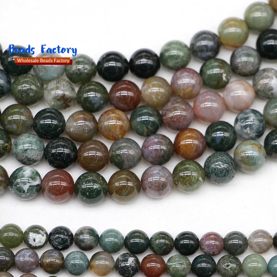 Natural Stone Indian Agate Bead Round Loose Spacer Beads For Jewelry Making Accessories DIY Bracelet Chain 1strinh 4-10mm