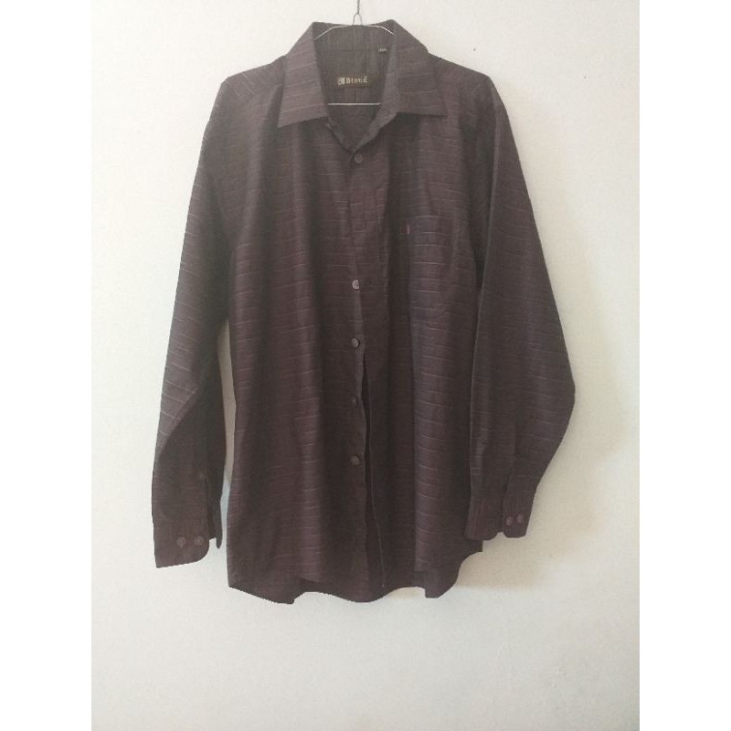 [Preloved] Kemeja Pria Full Kancing Coklat Motif Fit XXL Bigsize Jumbo