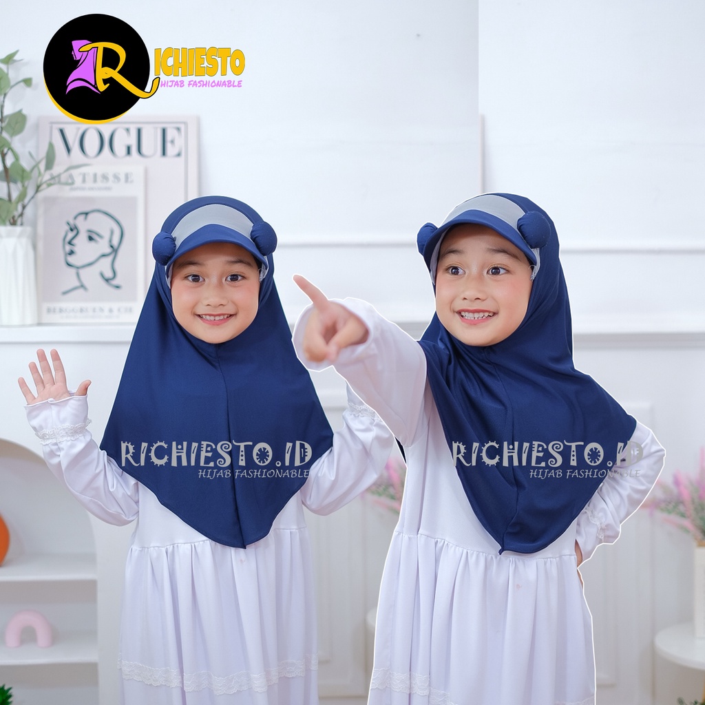 Jilbab Anak Perempuan JILTOP POMPOM 3-6 Tahun Hijab Anak Perempuan Kerudung Instan Anak Lucu