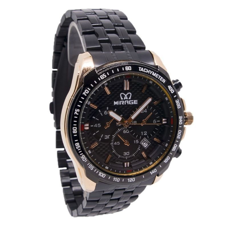 MIRAGE SPORT BLACK ROSGOLD ORIGINAL JAM TANGAN PRIA mirage Garansi 1 tahun Tahan Air  8535M Hitam pH