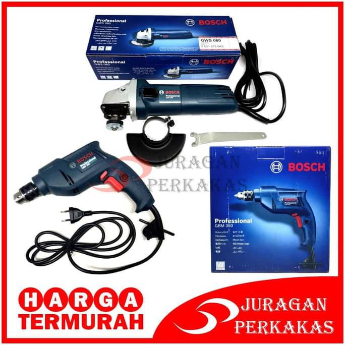 PAKET BOSCH GBM MESIN BOR LISTRIK 10 MM & BOSCH GWS MESIN GERINDA