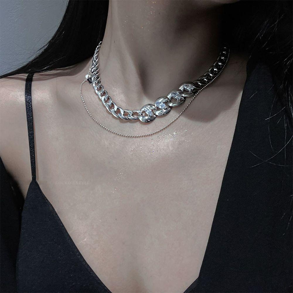 Mxbeauty Kalung Wanita Mewah Retro Hiphop Rantai Tebal Kepribadian Unisex Gaya Korea Choker