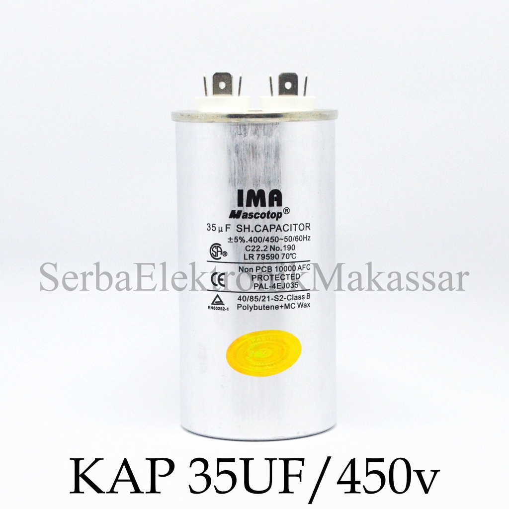 Kapasitor Capasitor AC 35uf 400V 450V Aluminium IMA Mascotop