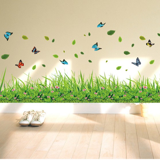 RELIZA WALL STICKER RUMPUT HIJAU GREEN GRASS GARDEN STIKER DINDING XL7180