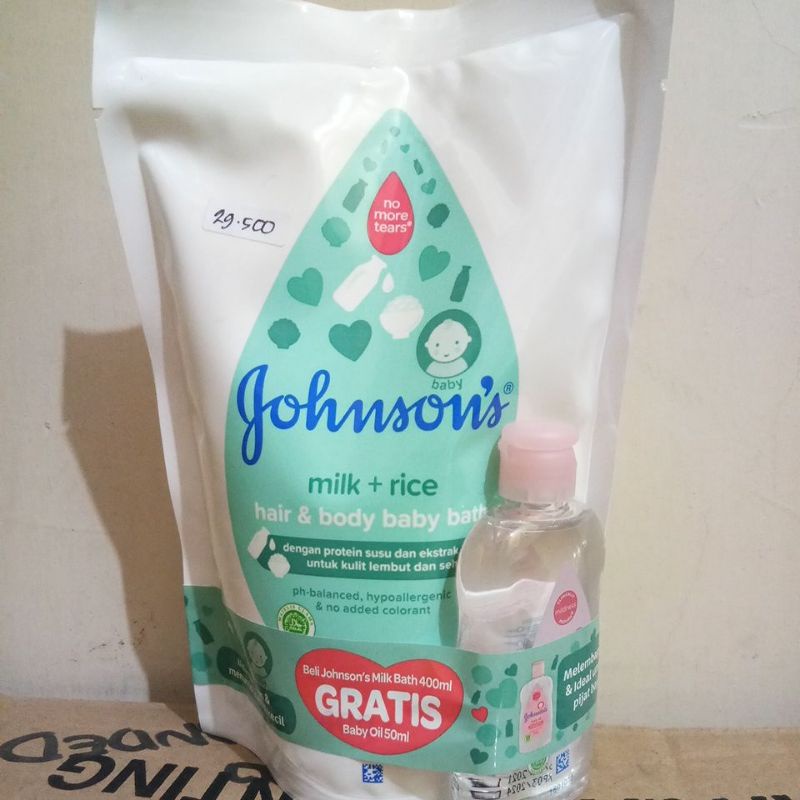 JOHNSON'S HAIR &amp; BODY BABY BATH MILK + RICE 400ML