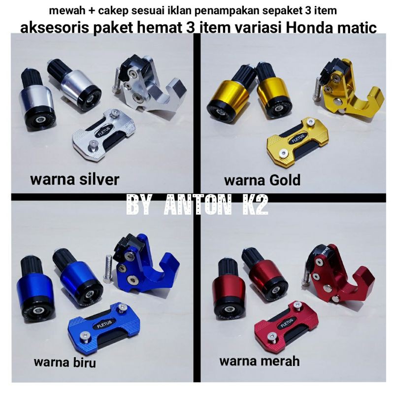 AKSESORIS-VARIASI PAKET3 JALU BANDUL STANG-TUTUP MASTER REM ATAS BEAT/BEAT KARBU/BEAT FI/BEAT ISS ES
